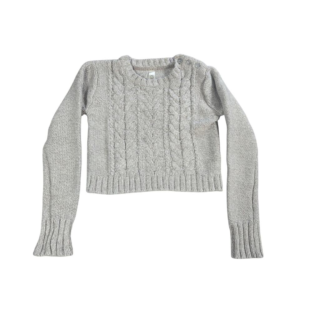 Cherokee Girls Cable Knit Crop Sweater Oatmeal Heather Size M 7/8 Cozy - Picture 1 of 9